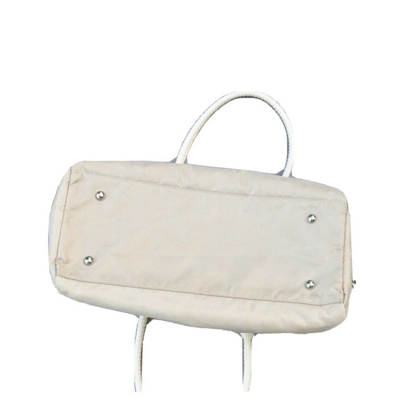Nicole Miller Nylon Duffle Bag with Faux Croc Handles Cream Large Tan Beige - Picture 8 of 11